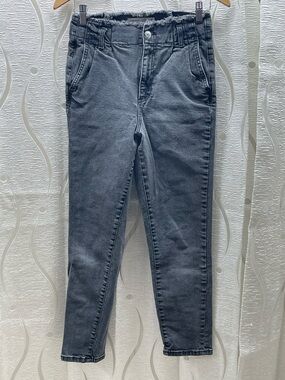 Garage Skinny‎ Jeans Womens Size 3 Black Frayed Paperbag Waist High Rise